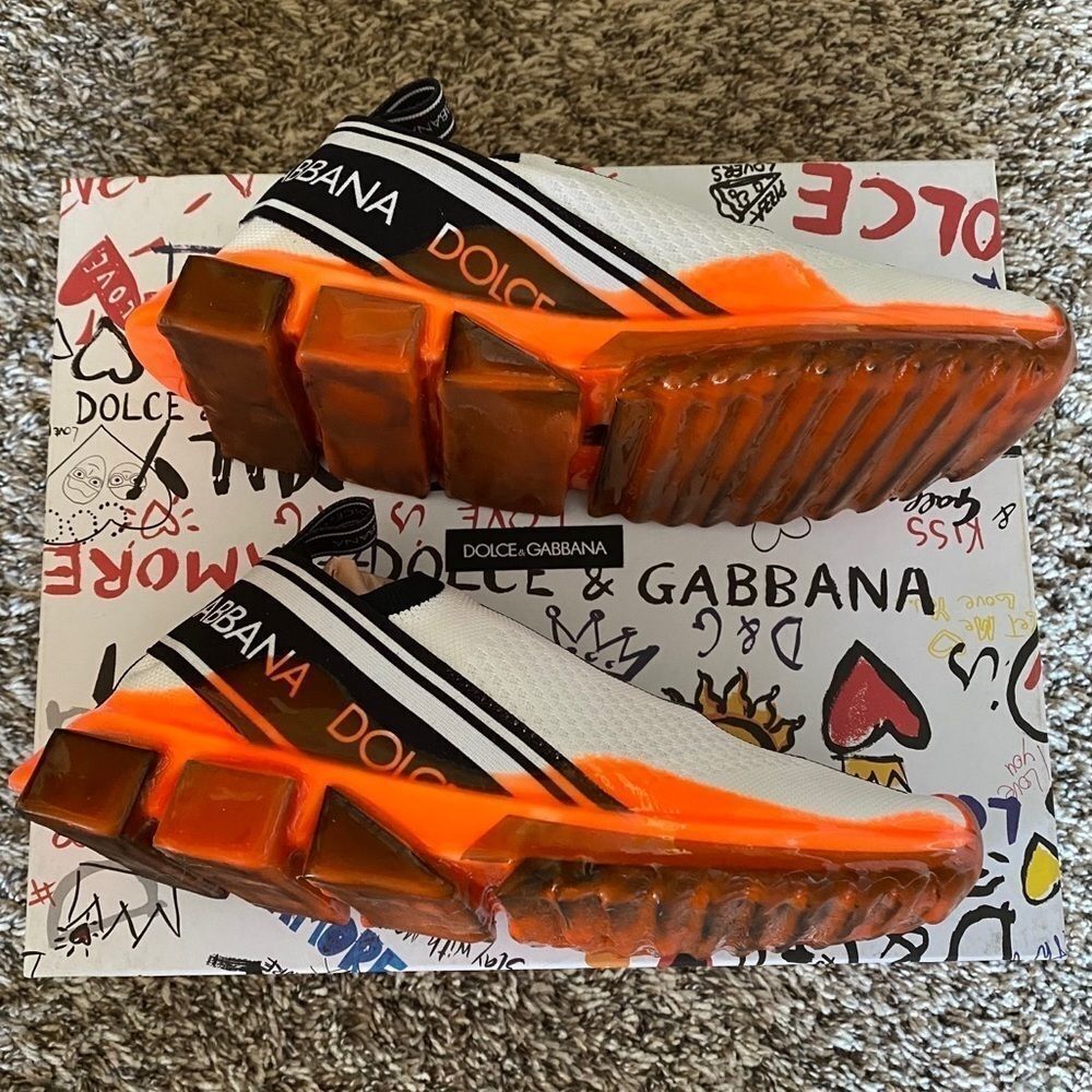 Limited-Edition D&G Dolce Gabbana White Orange Sorrento MELT Sneakers EU 39 NWT - Picture 10 of 15